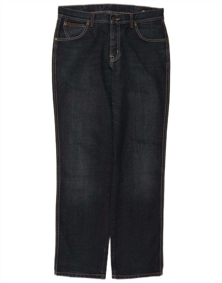 Wrangler Mens Texas Straight Jeans W35 L32 Navy Blue Cotton