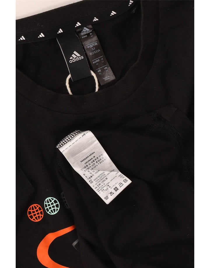 Adidas Mens Graphic T-Shirt Top Medium Black Cotton