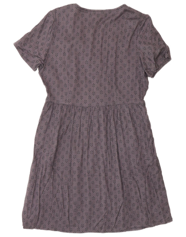 Fat Face Womens A-Line Dress UK 12 Medium Purple Geometric Viscose