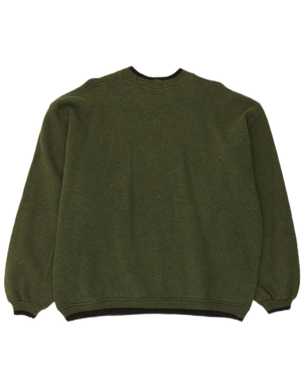 Vintage Mens Graphic Crew Neck Jumper Sweater Large Khaki Wool