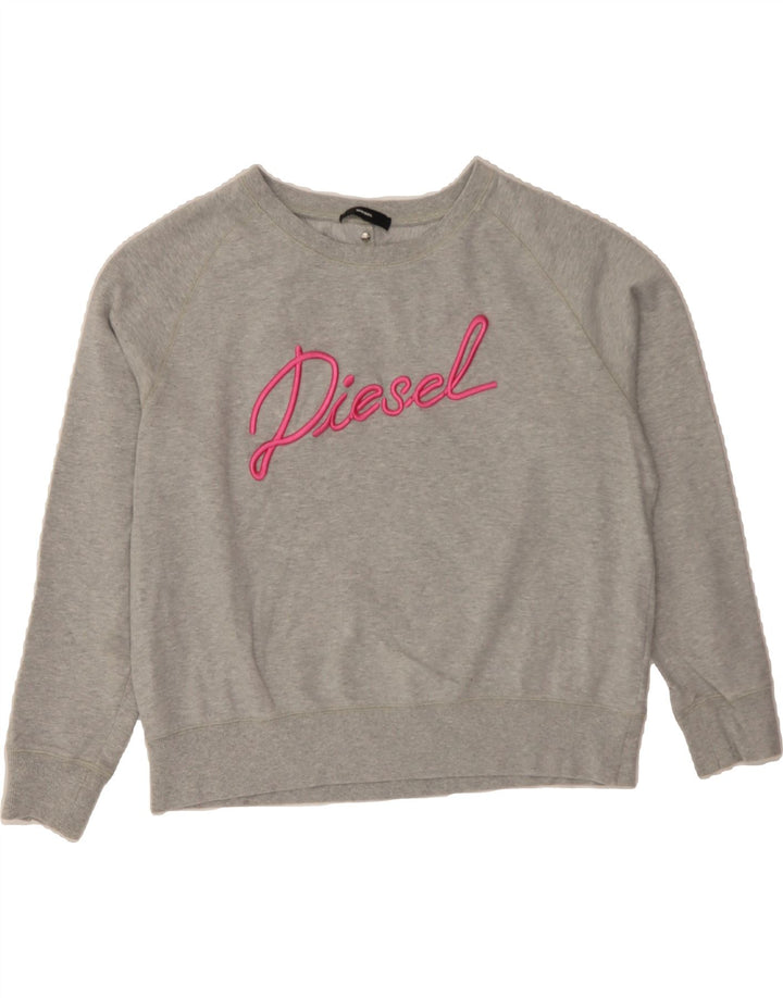 DIESEL Womens Graphic Sweatshirt Jumper UK 14 Medium Grey Cotton Vintage Diesel and Second-Hand Diesel from Messina Hembry 