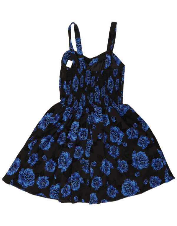 Vintage Womens Sleeveless Princess Dress IT 42 Medium Black Floral