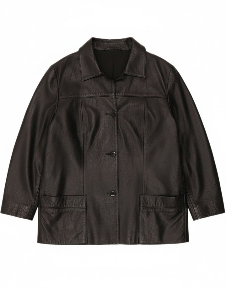 Vintage Womens Leather Jacket EU 42 Large Black