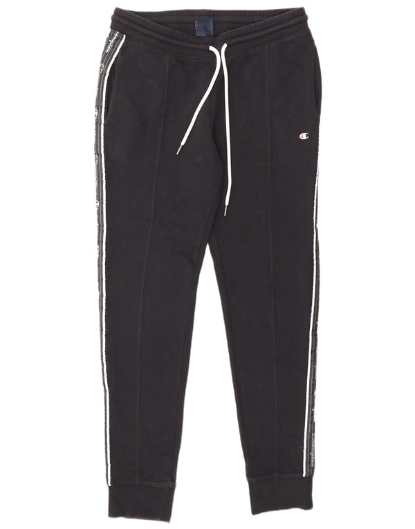CHAMPION Mens Graphic Tracksuit Trousers Joggers Medium Black