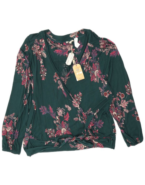 Fat Face Womens Long Sleeve Blouse Top UK 22 3XL Green Floral Viscose