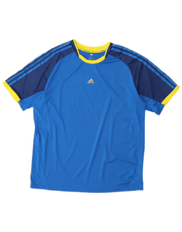 ADIDAS Mens Climacool T-Shirt Top Large Blue Colourblock Polyester