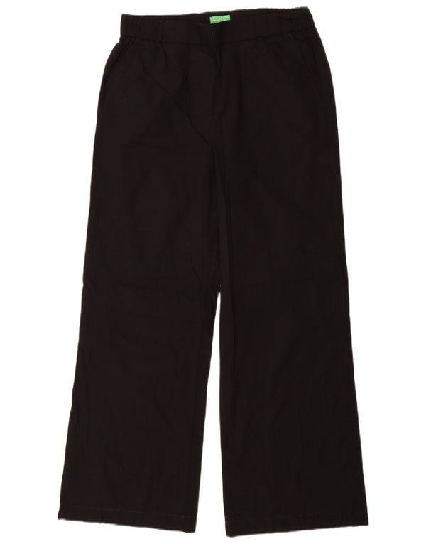 BENETTON Womens Wide Leg Chino Trousers Small W26 L29 Black Cotton