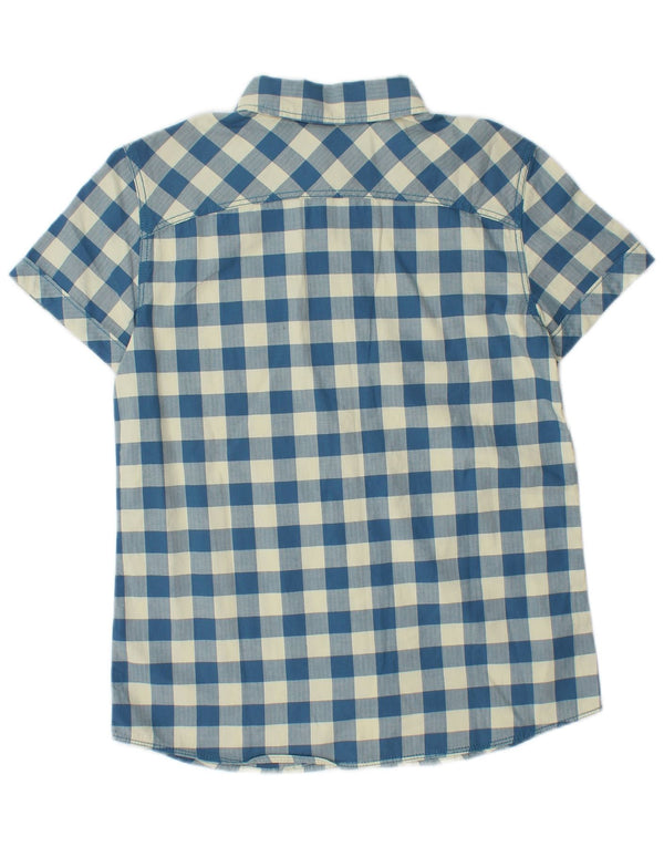 Sisley Boys Short Sleeve Shirt 11-12 Years 2XL Blue Gingham Cotton