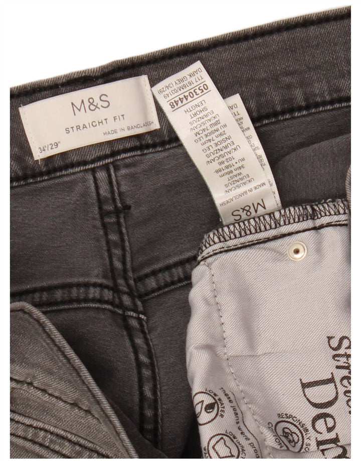 MARKS & SPENCER Mens Straight Jeans W34 L29 Grey Cotton