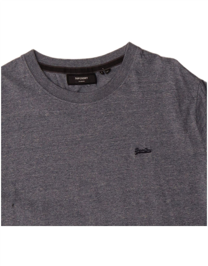 SUPERDRY Mens T-Shirt Top XL Blue Flecked Cotton