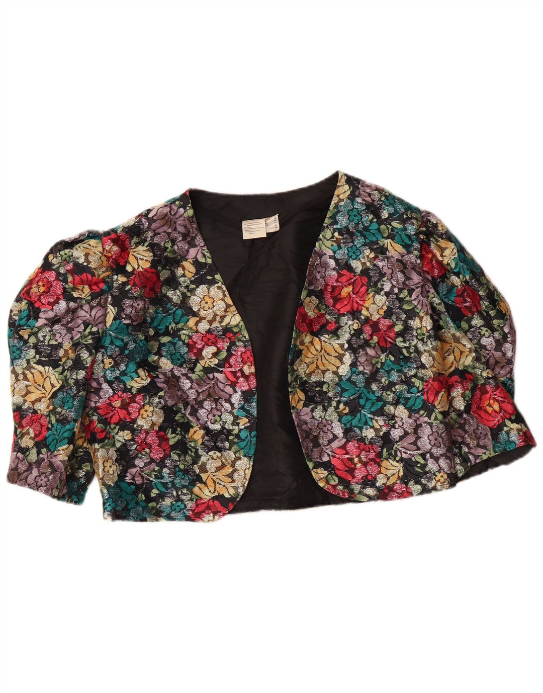 VINTAGE Womens 3/4 Sleeve Bolero Jacket UK 14 Medium  Multicoloured Floral