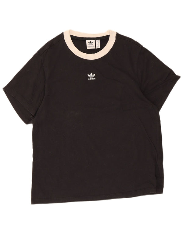 Adidas Womens T-Shirt Top UK 10 Small Black Cotton