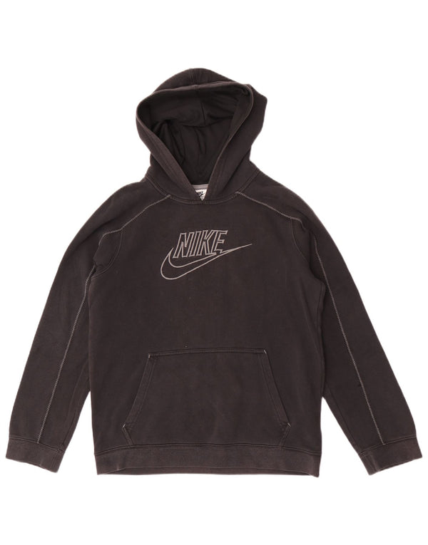 Nike Boys Graphic Hoodie Jumper 13-14 Years XL Black Cotton