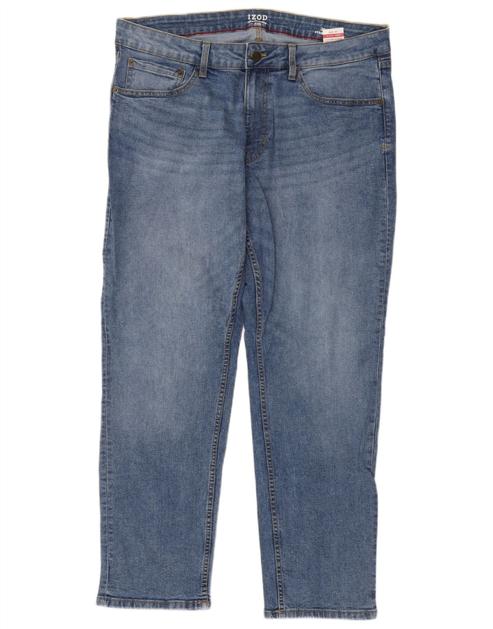 IZOD Mens Straight Jeans W38 L32  Blue Cotton