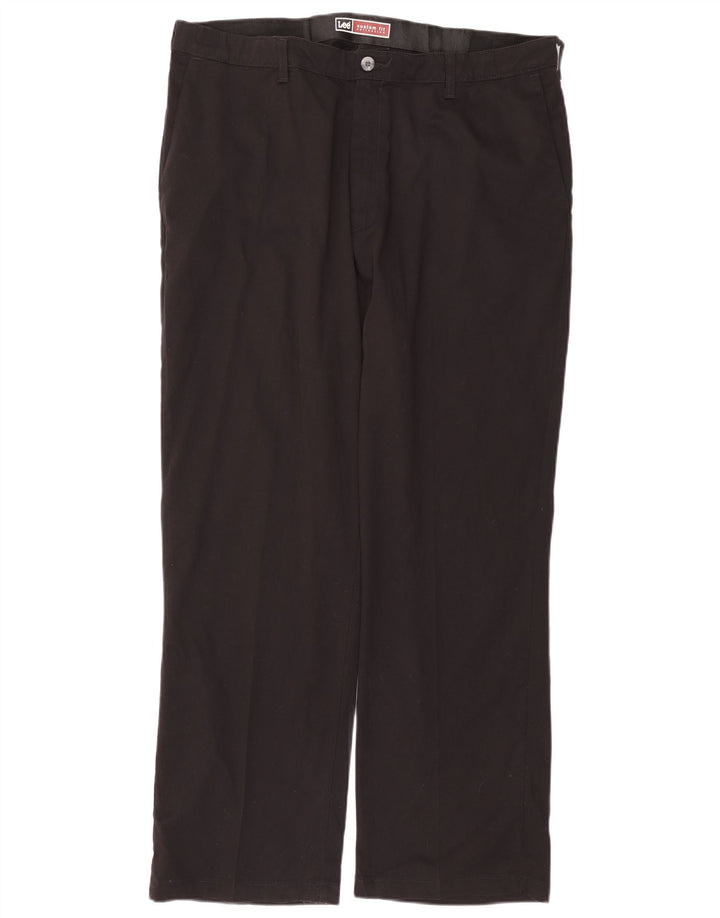 LEE Mens Custom Fit Straight Chino Trousers W40 L32 Black Cotton