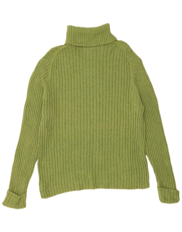 EDDIE BAUER Womens Roll Neck Jumper Sweater UK 18 XL Green Cotton