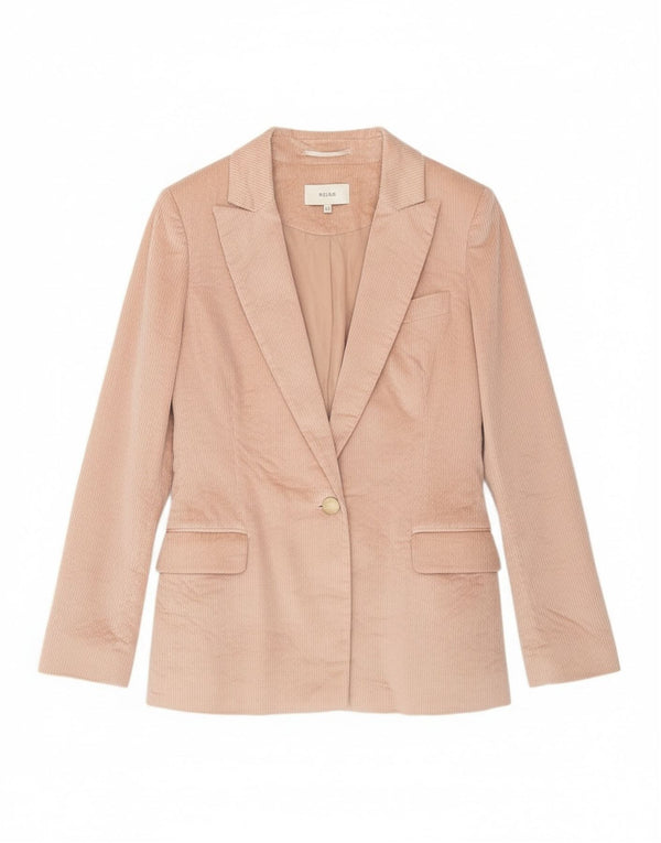 Reiss Womens 1 Button Corduroy Blazer Jacket UK 12 Medium  Pink Cotton