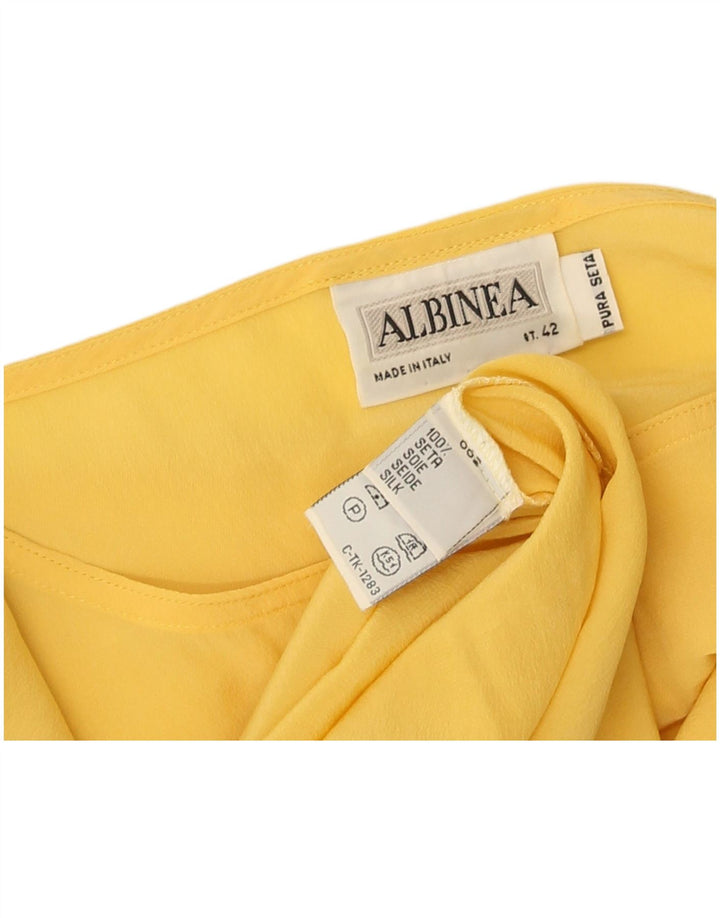 Vintage Womens Blouse Top IT 42 Medium Yellow Silk