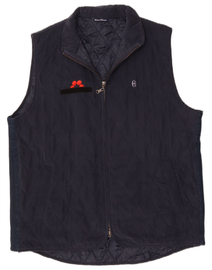 CONTE OF FLORENCE Mens Quilted Gilet UK 44 2XL Navy Blue