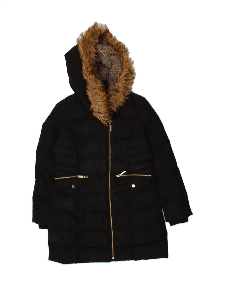 OASIS Womens Hooded Padded Coat UK 10 Small Black Polyester Vintage Oasis and Second-Hand Oasis from Messina Hembry 