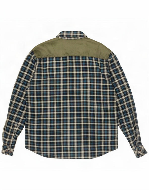 Vintage Mens Lumberjack Flannel Shirt 3XL Navy Blue Check Polyester