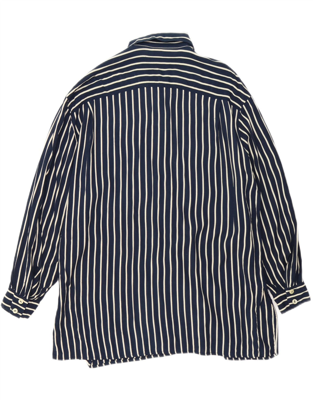 QUARK Womens 3/4 Sleeve Shirt UK 16 Large Navy Blue Striped Viscose