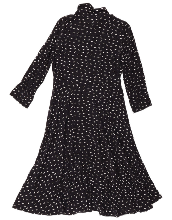 Hobbs Womens 3/4 Sleeve A-Line Dress UK 12 Medium Navy Blue Animal Print