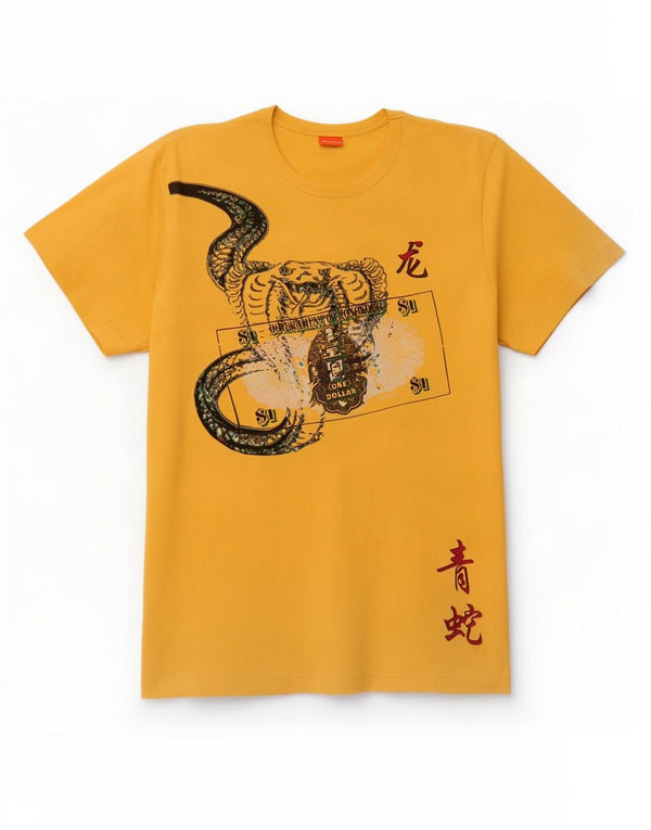 Hugo Boss Mens Graphic T-Shirt Top XL Yellow