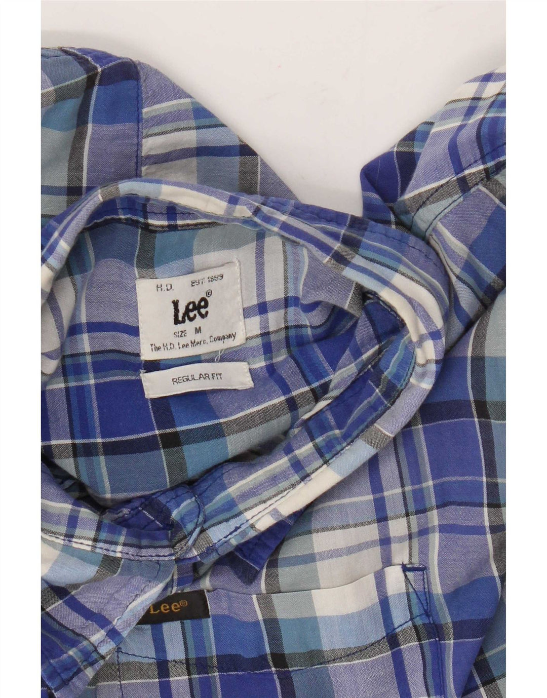 Lee Womens Short Sleeve Regular Fit Shirt UK 14 Medium Blue Plaid