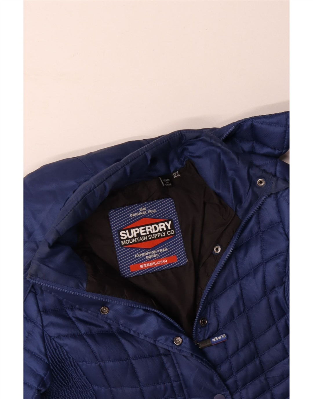 SUPERDRY Womens Hooded Padded Jacket UK 12 Medium Navy Blue Polyester