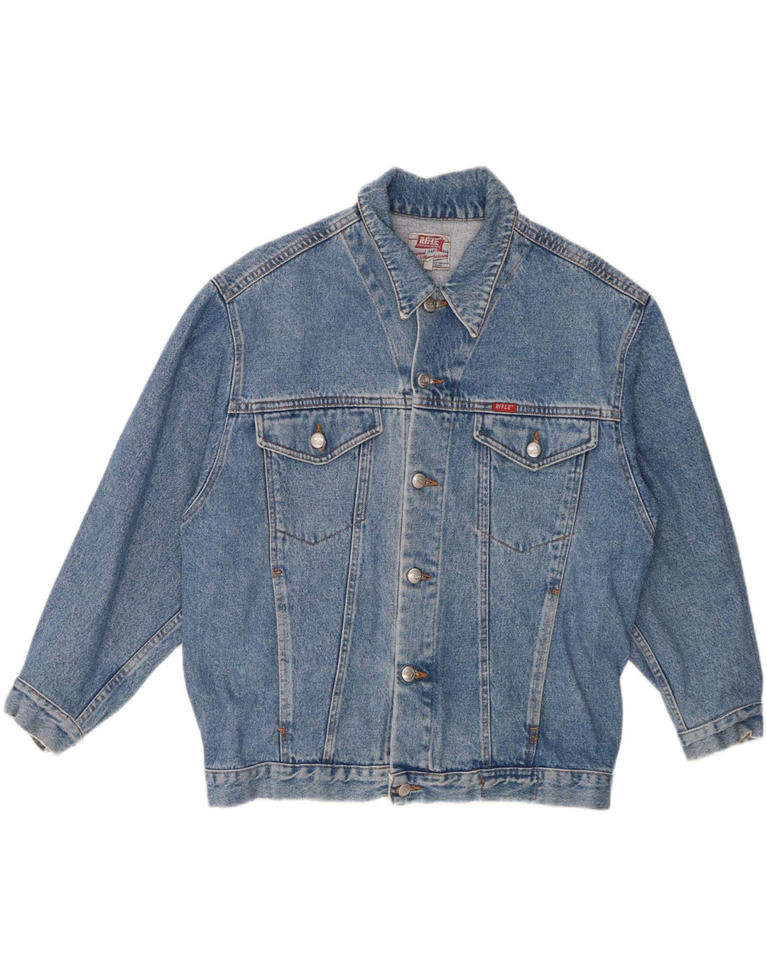 RIFLE Mens Denim Jacket UK 40 Large Blue