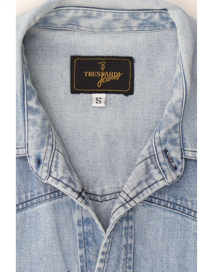 Trussardi Mens Denim Shirt Small Blue