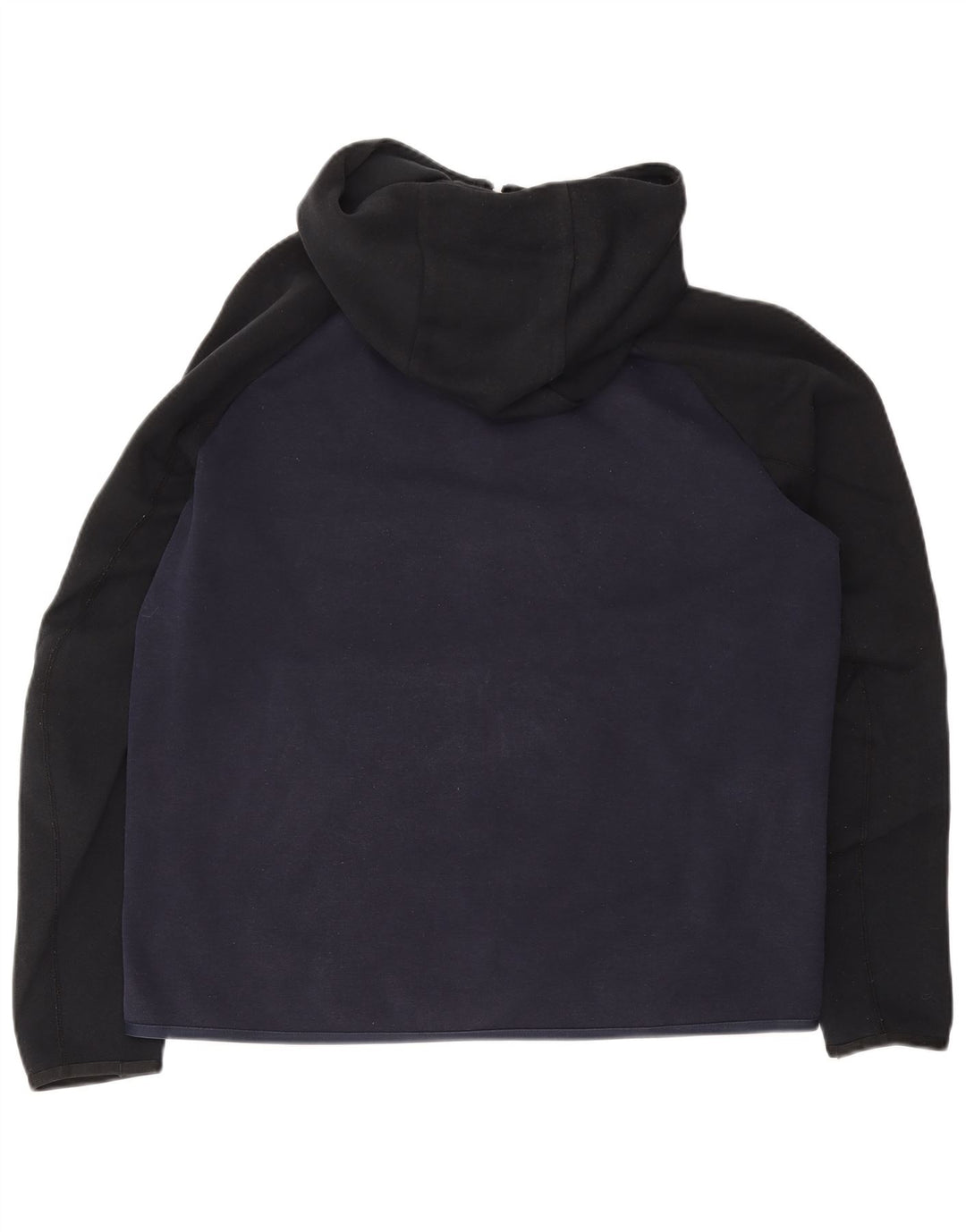 NIKE Mens Zip Hoodie Sweater Large Navy Blue Colourblock Cotton