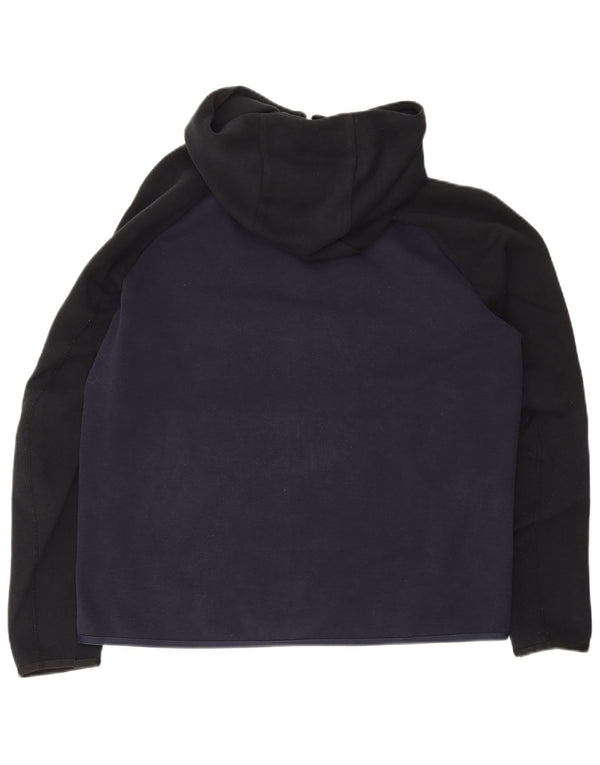 NIKE Mens Zip Hoodie Sweater Large Navy Blue Colourblock Cotton