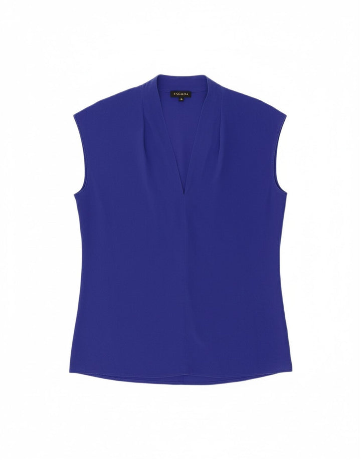 ESCADA Womens Oversized Blouse Top EU 34 XS Blue Silk