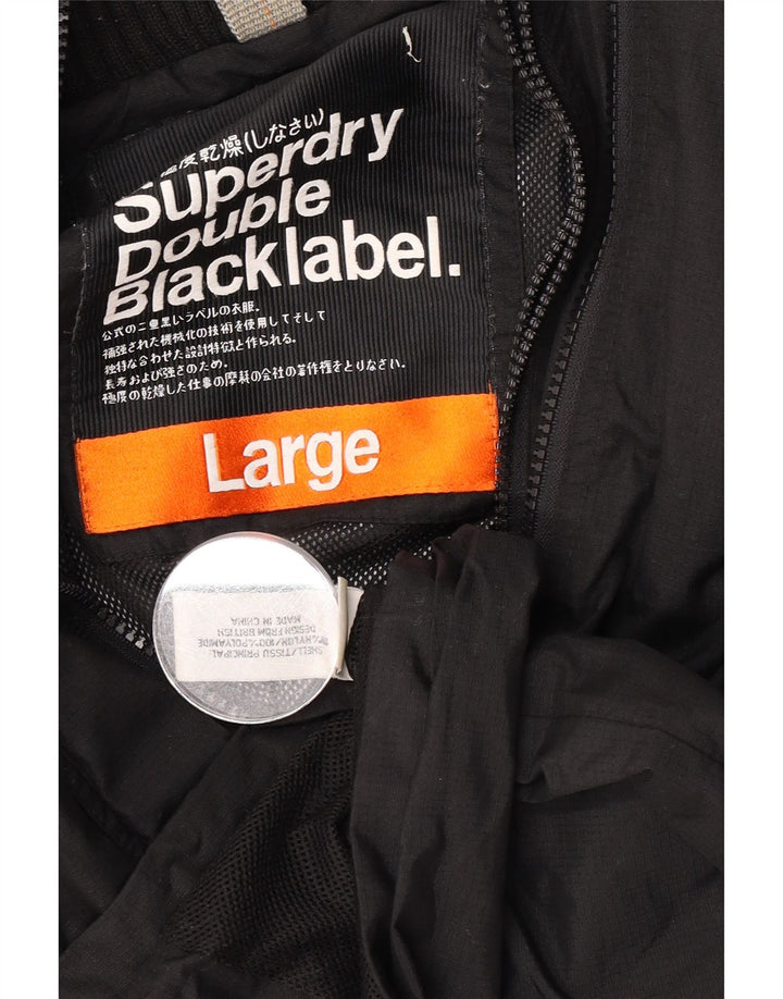 Superdry Womens Graphic Rain Jacket UK 16 Large Black Nylon