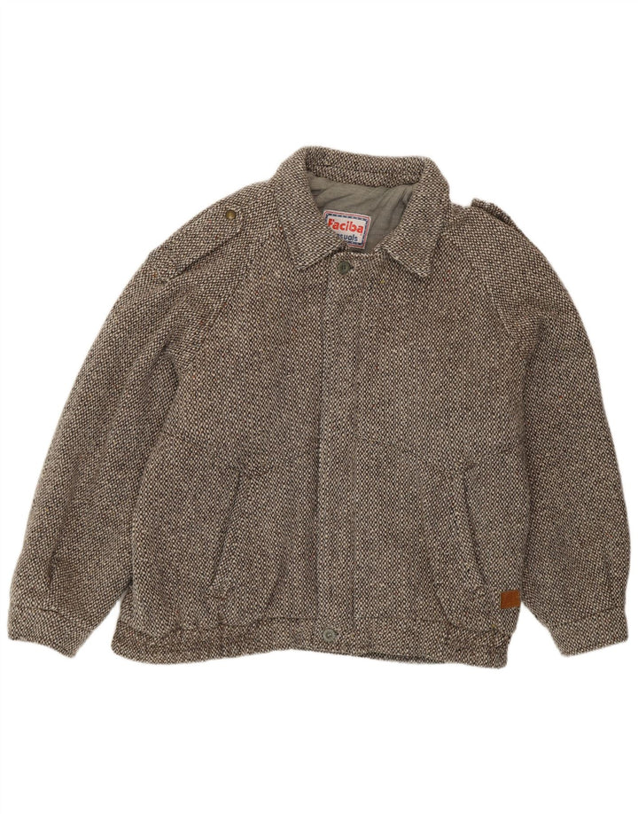 Faciba Mens Military Jacket IT 50 Large Grey Flecked