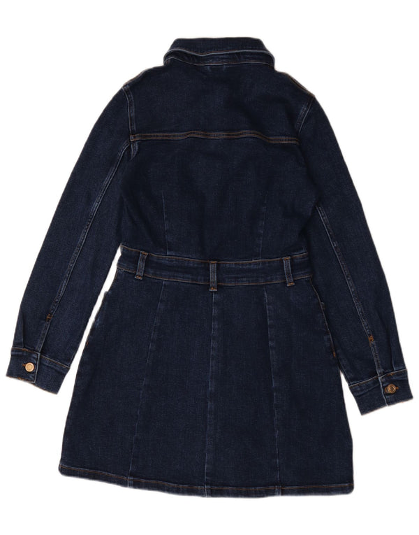 Zara Womens Long Sleeve Denim Dress UK 12 Medium Navy Blue Cotton