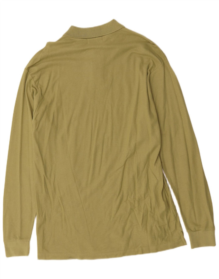 FILA Mens Long Sleeve Polo Shirt Medium Green Cotton