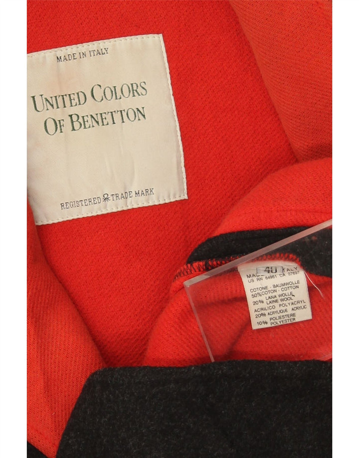 Benetton Womens Oversized 3 Button Blazer Jacket IT 40 Small Black