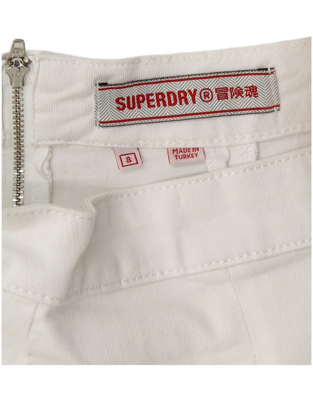 SUPERDRY Womens Mini Skirt UK 8 Small W26  White Cotton