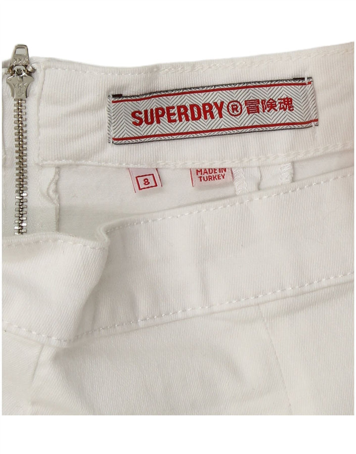 SUPERDRY Womens Mini Skirt UK 8 Small W26  White Cotton