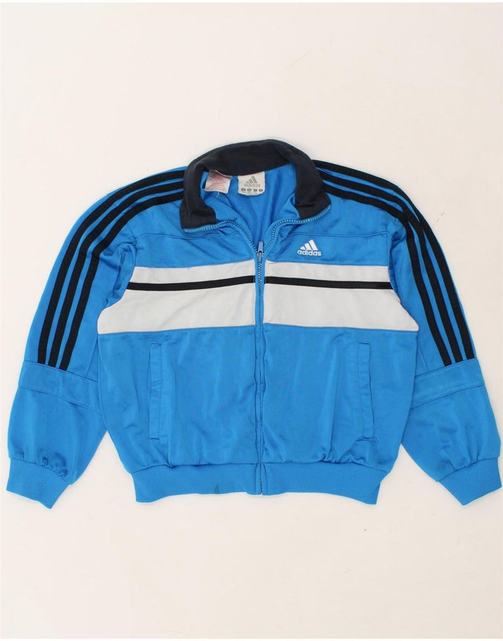 ADIDAS Boys Tracksuit Top Jacket 9-10 Years Blue Colourblock Polyester Vintage Adidas and Second-Hand Adidas from Messina Hembry 