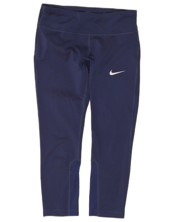 Nike Womens Dri Fit Capri Leggings UK 10 Small Navy Blue