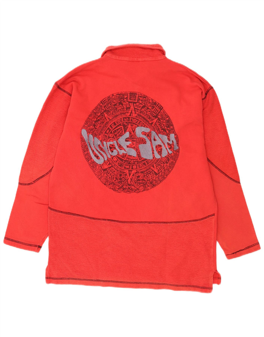Uncle Sam Mens Graphic Polo Neck Sweatshirt Jumper Large Red Cotton