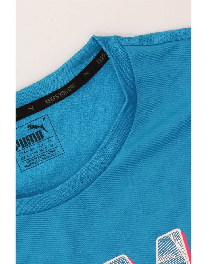 Puma Mens Graphic T-Shirt Top XL Blue