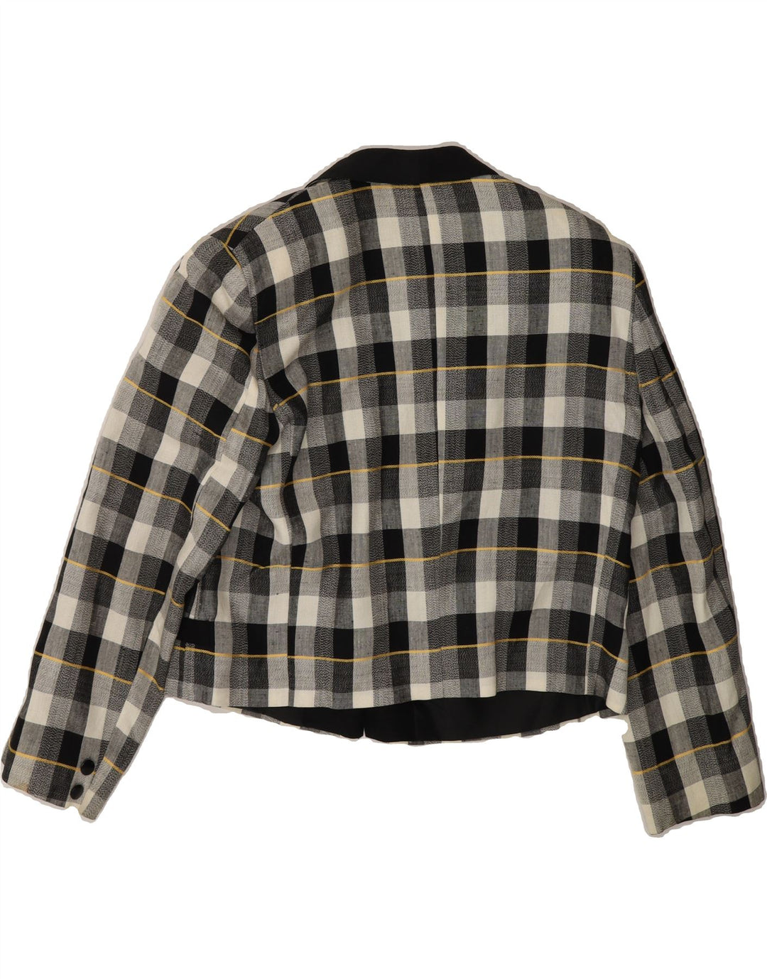VINTAGE Womens 1 Button Blazer Jacket UK 16 Large Black Check Vintage Vintage and Second-Hand Vintage from Messina Hembry 
