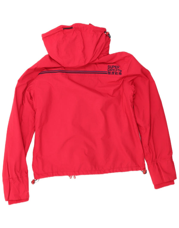 Superdry Womens Windcheater Hooded Windbreaker Jacket UK 16 Large Red