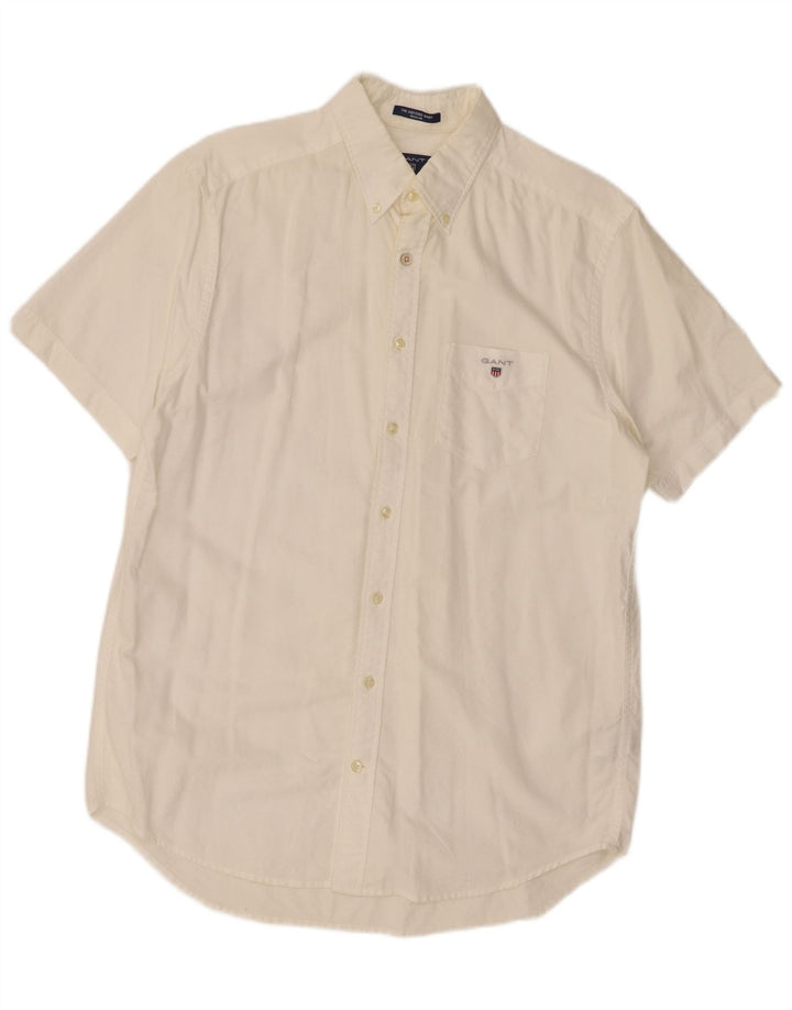 Gant Mens Short Sleeve Regular Fit Shirt Size 39/40 15 3/4 Medium White