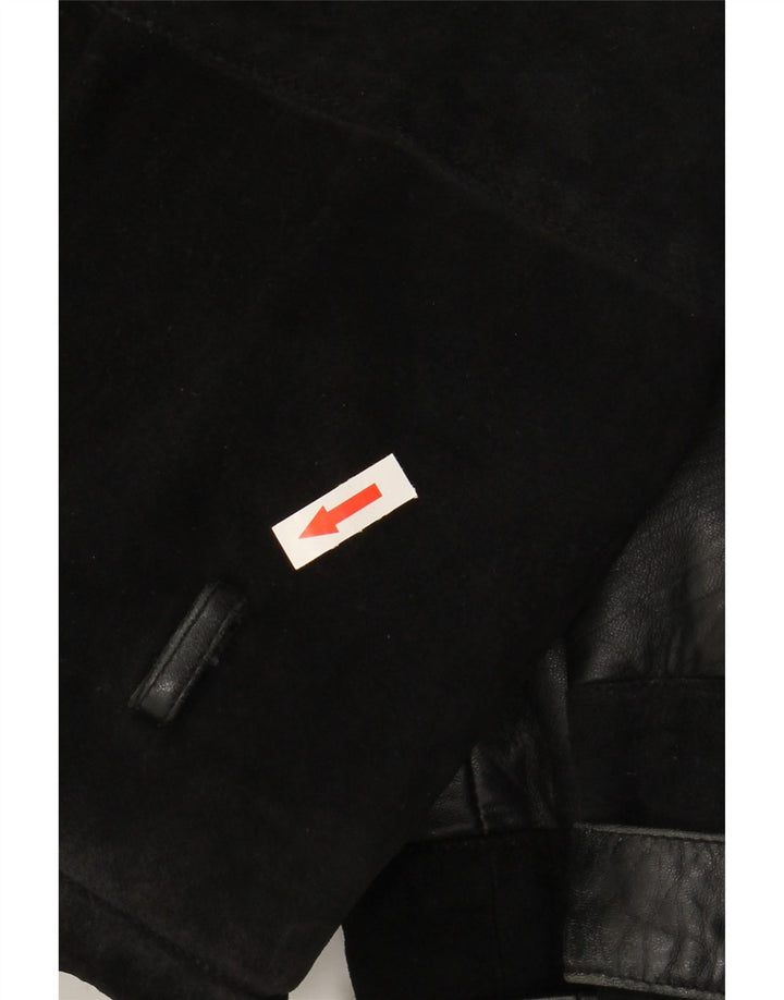 VINTAGE Womens Suede Jacket IT 48 XL Black